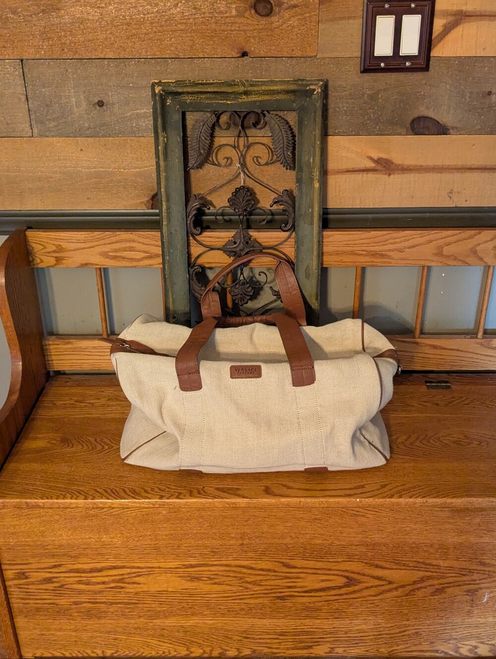 Versace Parfums Canvas Duffle Bag